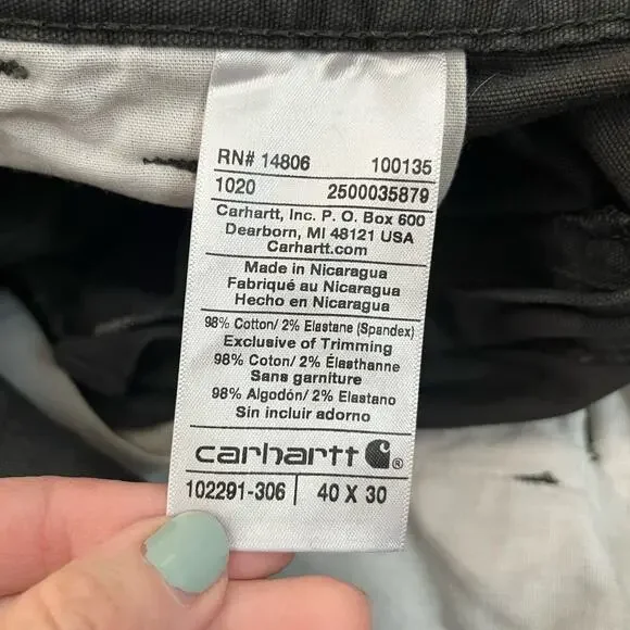 Carhartt Mens Relaxed Straight Rigby Dungaree Pants 40x30 Gravel Gray Workwear - Picture 7 of 10